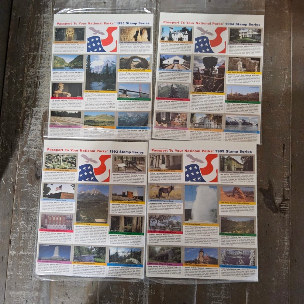 Passport To Your National Parks 1989 1993-1995 Stamp Series 4 Collectible Sheets